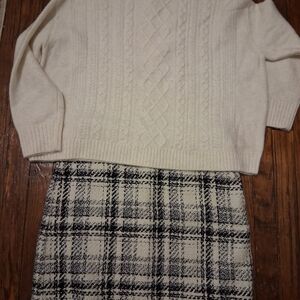 LOFT Black Plaid Mini Skirt New Without Tags